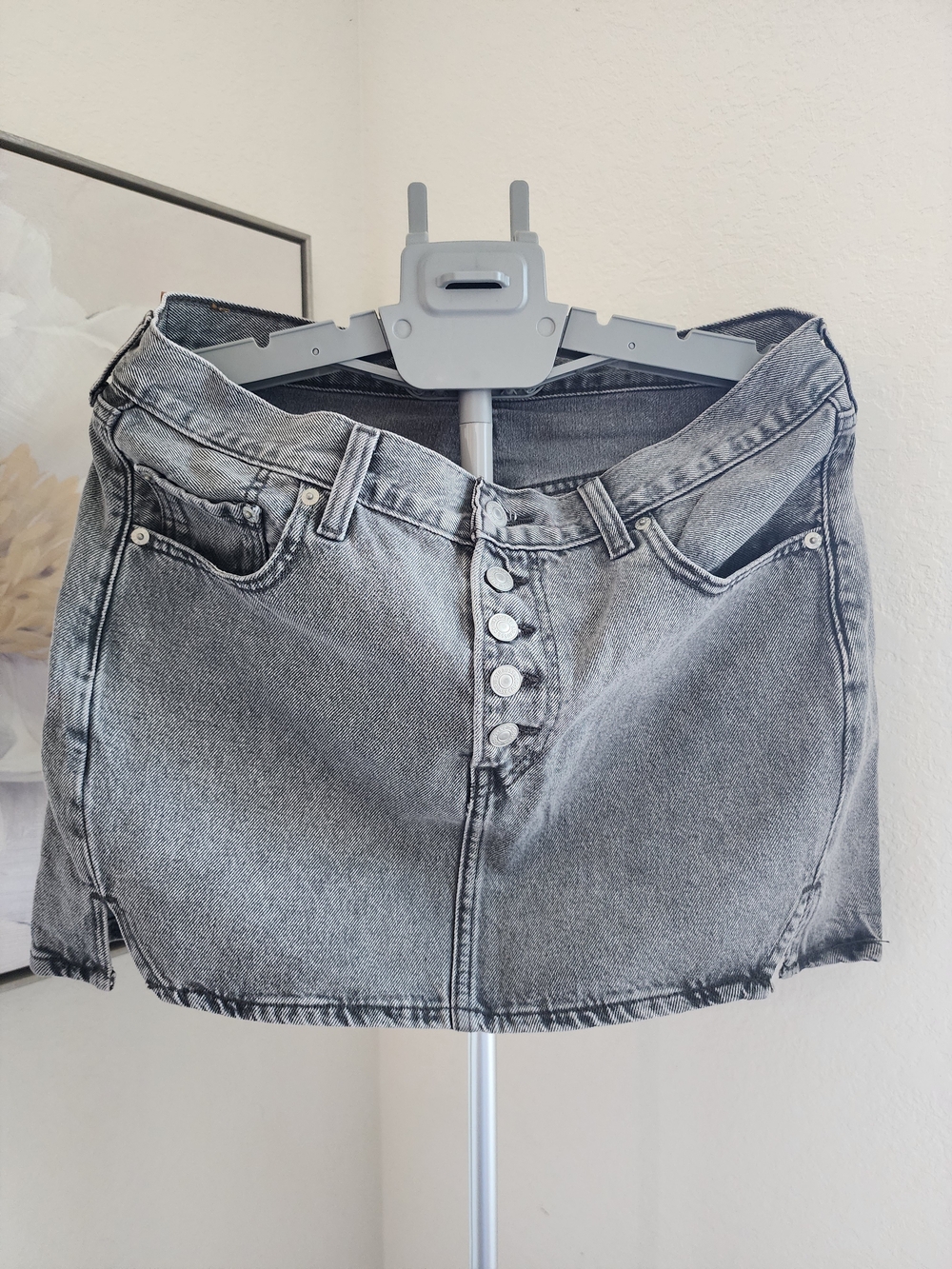 Levi's Black and White Washed Denim Skirt